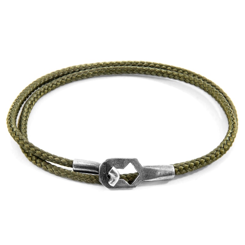 Thumbnail of Khaki Green Tenby Silver & Rope Bracelet image