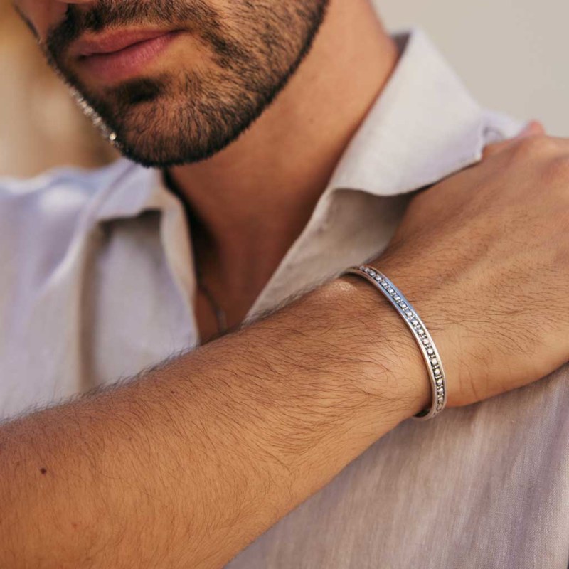 Mens silver bangle bracelet discount