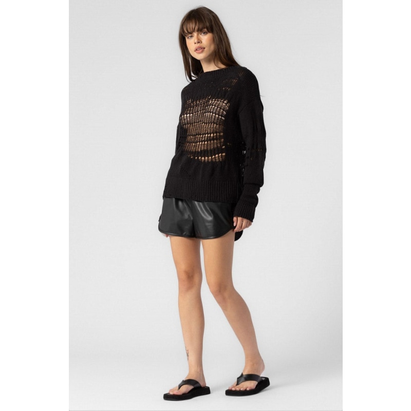 Thumbnail of Knitted Distressed Sweater In Black image