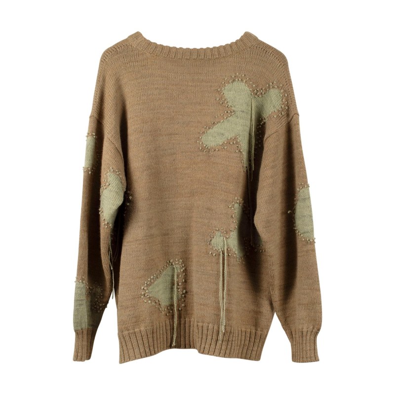 Knitted Distressed Sweatshirt Moss Green Pas Une Marque Wolf Badger