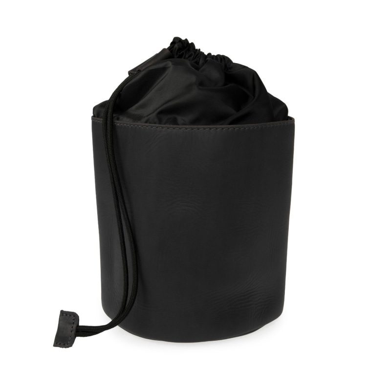 Thumbnail of Luxe Black Leather Drawstring Wash Bag image