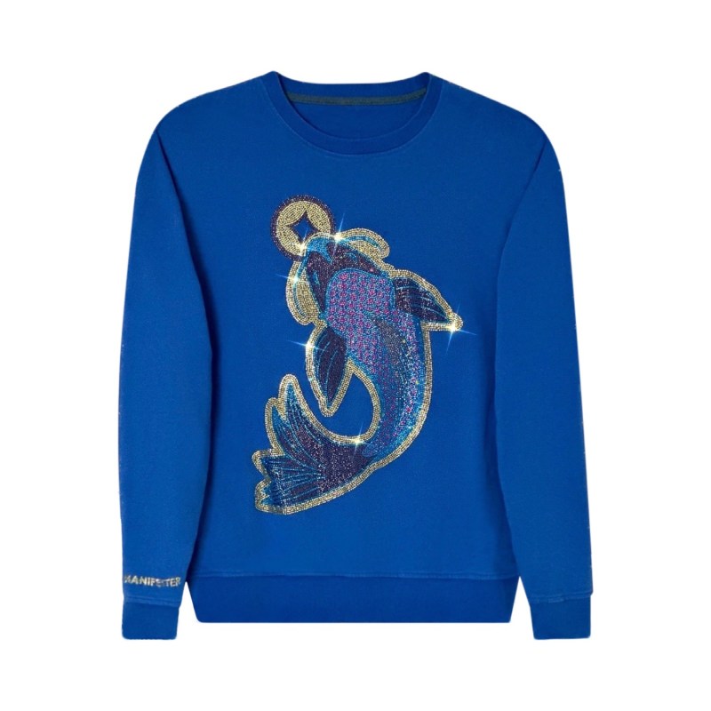 Thumbnail of Koi Fish Lucky Feng Shui Rhinestoned Sweatshirt - Blue image