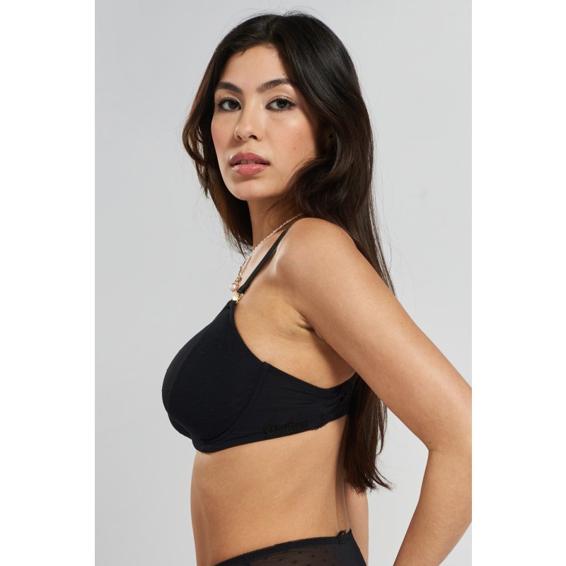 Thumbnail of Konara Recycled-Lace Fuller-Cup Underwired Bra - Volcanic Black image