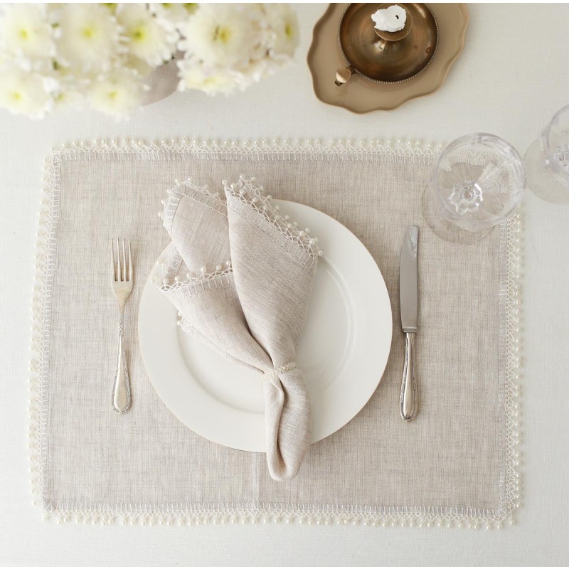 Thumbnail of Linen Placemats with Pearl Set of 2 image