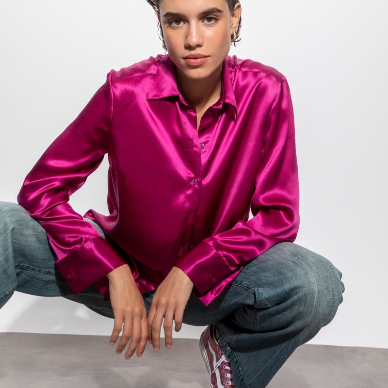 Thumbnail of The Silk Shirt In Magenta image