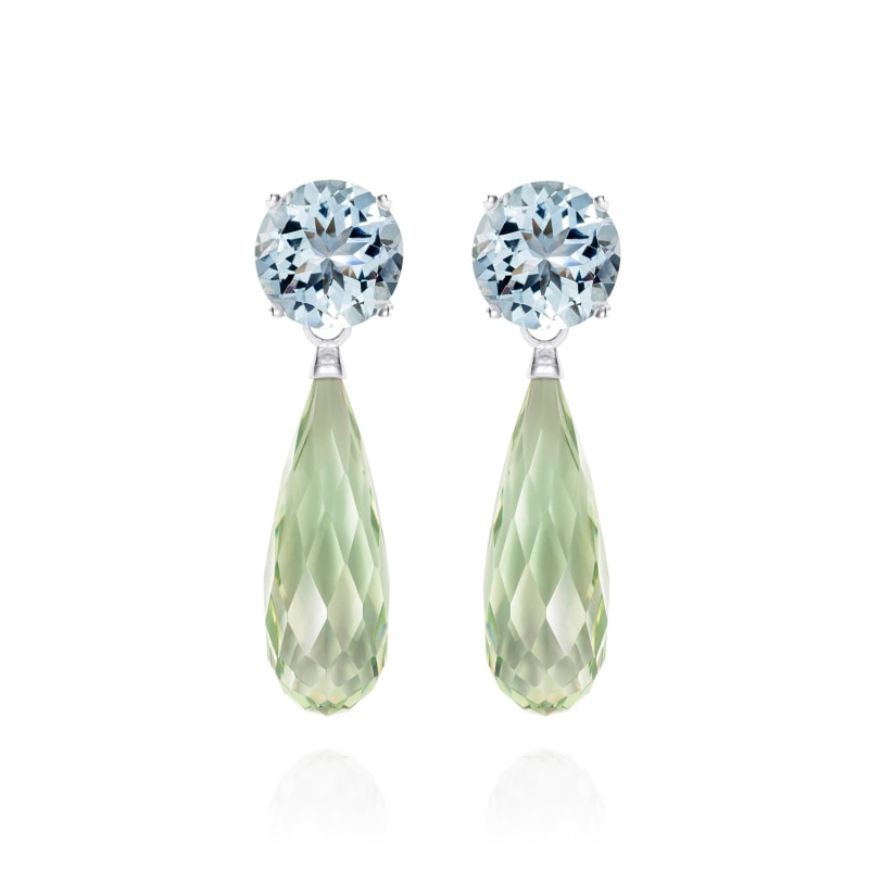 Thumbnail of Green Amethyst & Aquamarine Drop Earrings image