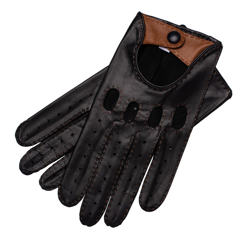 Thumbnail of Rome - Men's Handsewn Lambskin Gloves In Blue Navy & Camel image