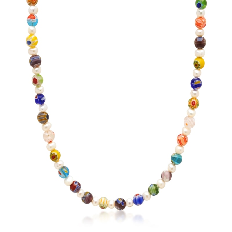 Thumbnail of Men's Pearl Necklace With Hand-Painted Glass Beads image