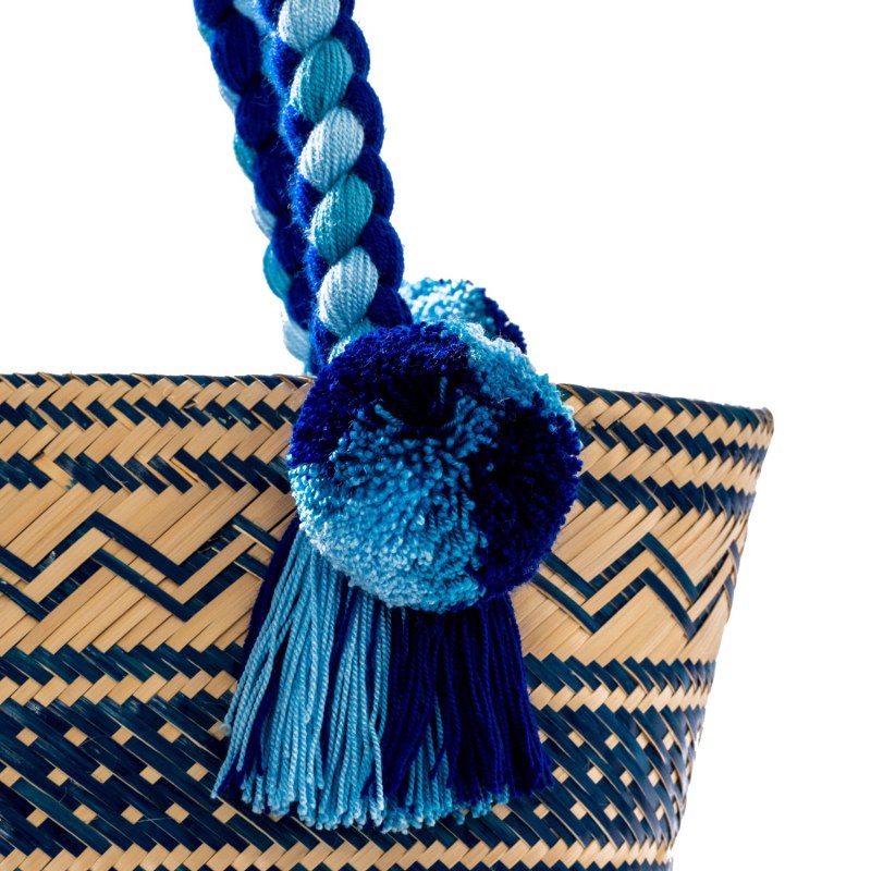 Thumbnail of Premium Blue Woven Straw Basket Bag image