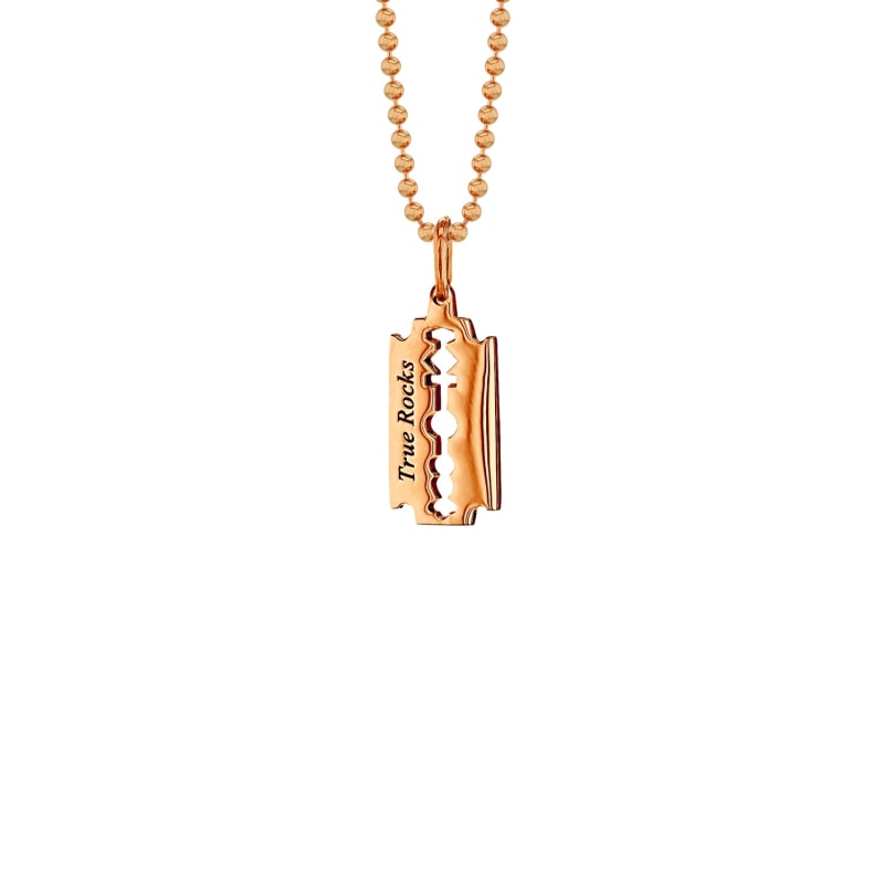 Thumbnail of Razor Blade Pendant 18kt Rose Gold Plated on Bead Chain image