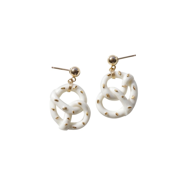 Thumbnail of Mini Porcelain Pretzel Earrings image