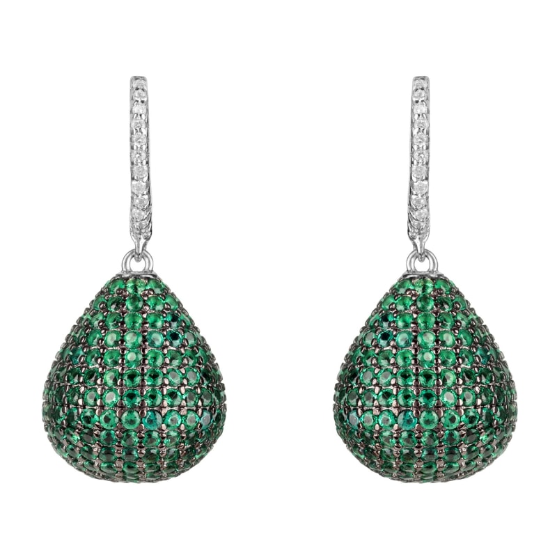 Thumbnail of Valerie Pear Drop Gemstone Earrings Silver Emerald Green image