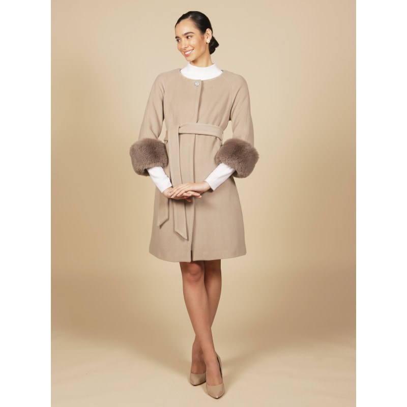 Thumbnail of 'Madame De Pompadour' 100% Italian Cashmere & Virgin Wool Coat In Grigio image