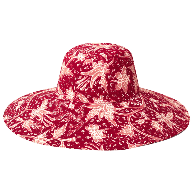 Thumbnail of Kusuma Batik Wide Brim Hat In Maroon Red image