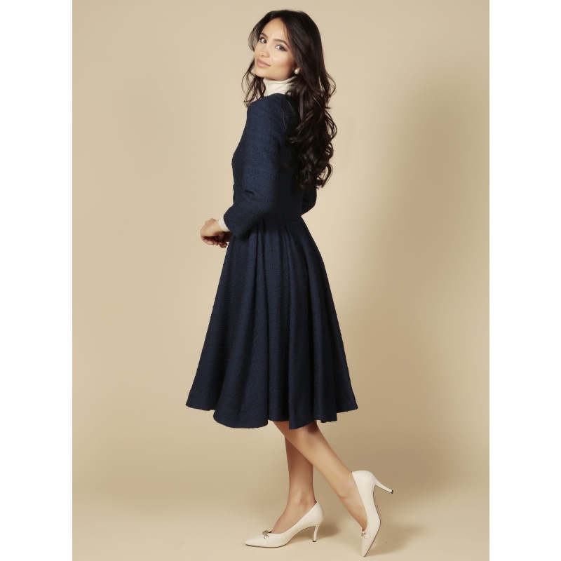 Thumbnail of 'Lady' Italian Wool Swing Dress Coat In Blu image