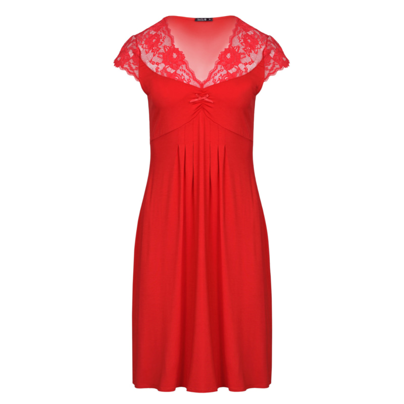 Thumbnail of Classy Midi Nightdress With Lace - Red image