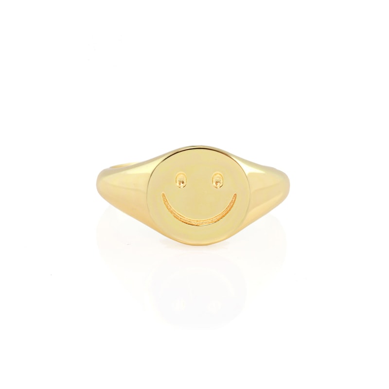 Smiley face signet hot sale ring