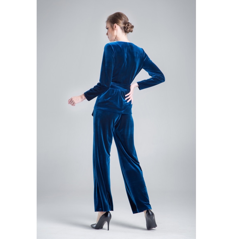 Thumbnail of Avery Velvet Wide-Leg Trousers In Royal Blue image