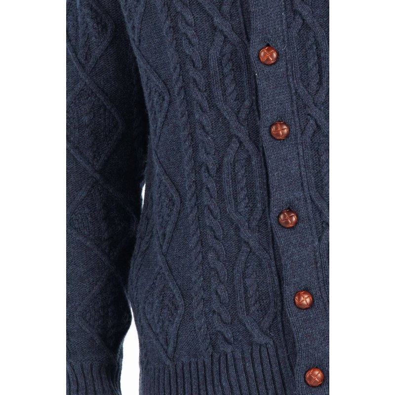 Thumbnail of Shawl Collar Cashmere Blend Cable Knit Men's Cardigan - Indigo image