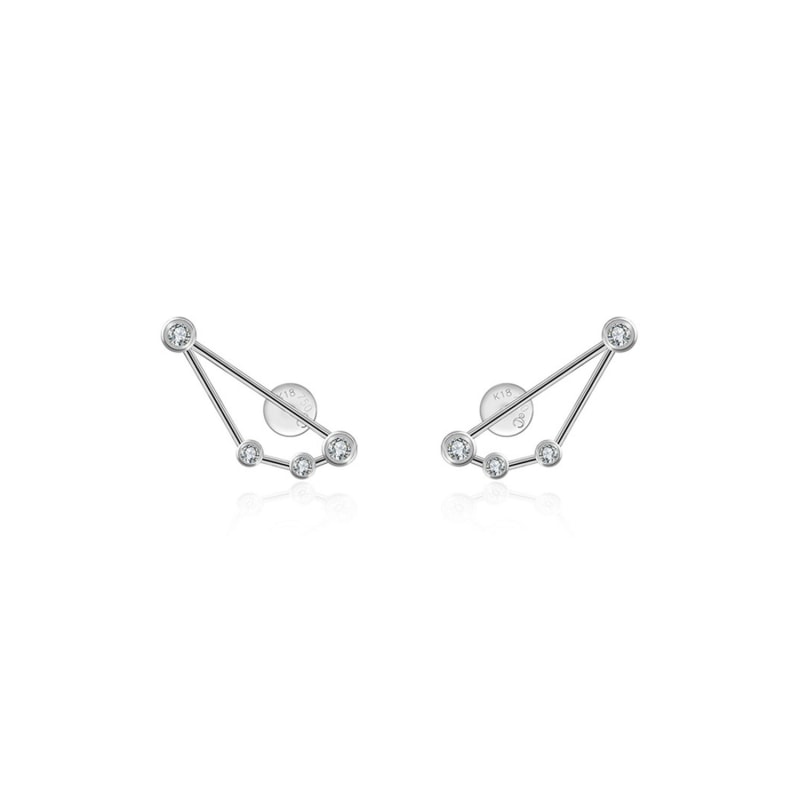 Thumbnail of Capricorn Zodiac Constellation Earring 18K White Gold & Diamond image