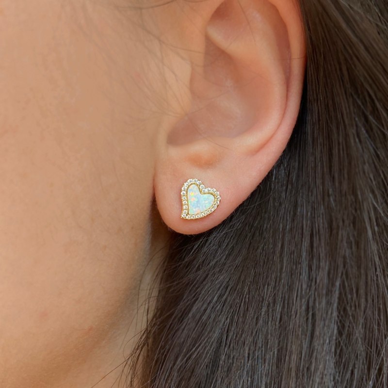 Thumbnail of Amore Heart Stud Earrings - White image