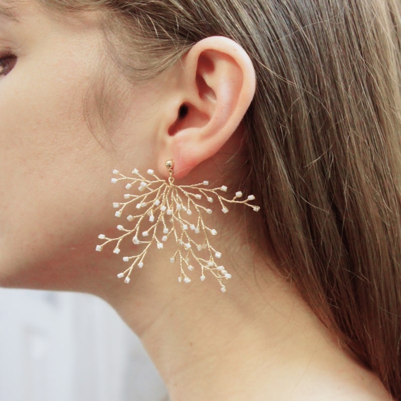 Thumbnail of Soft Rime Bead-Embellished Branch Drop Earrings image