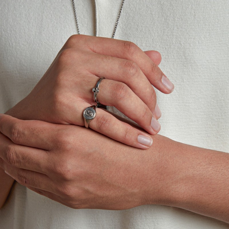 Thumbnail of Atticus Skull Seal Pinky Ring In Gunmetal image