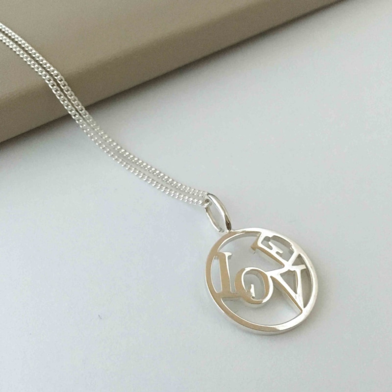 Thumbnail of Love Medallion Sterling Silver Necklace image