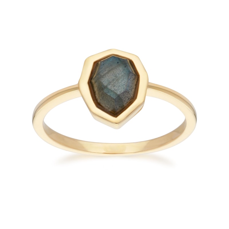 Thumbnail of Irregular B Gem Labradorite Ring In Gold Plated Silver image