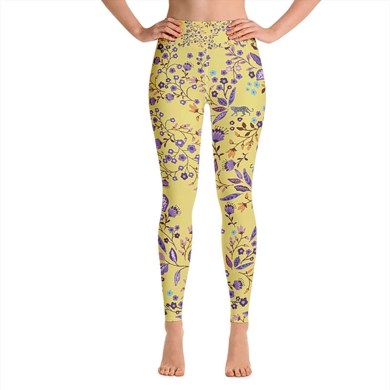 Thumbnail of High Waist Yoga Leggings In Yellow Garden image