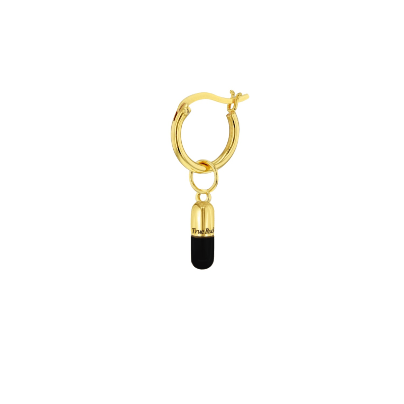 Thumbnail of Black Enamel & 18Kt Gold Plated Small Pill Pendant image