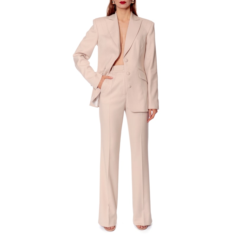 Thumbnail of Kyle Pearl Ivory High Waisted Trousers - Long image