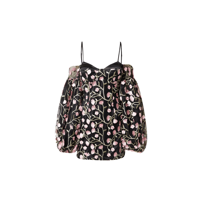 Thumbnail of Kylie Black Floral Embroidered Mini Dress image