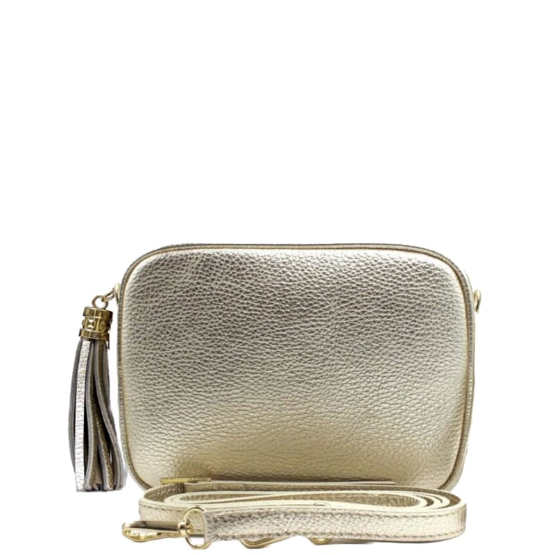 Gold Leather Cross-Body Tassel Camera