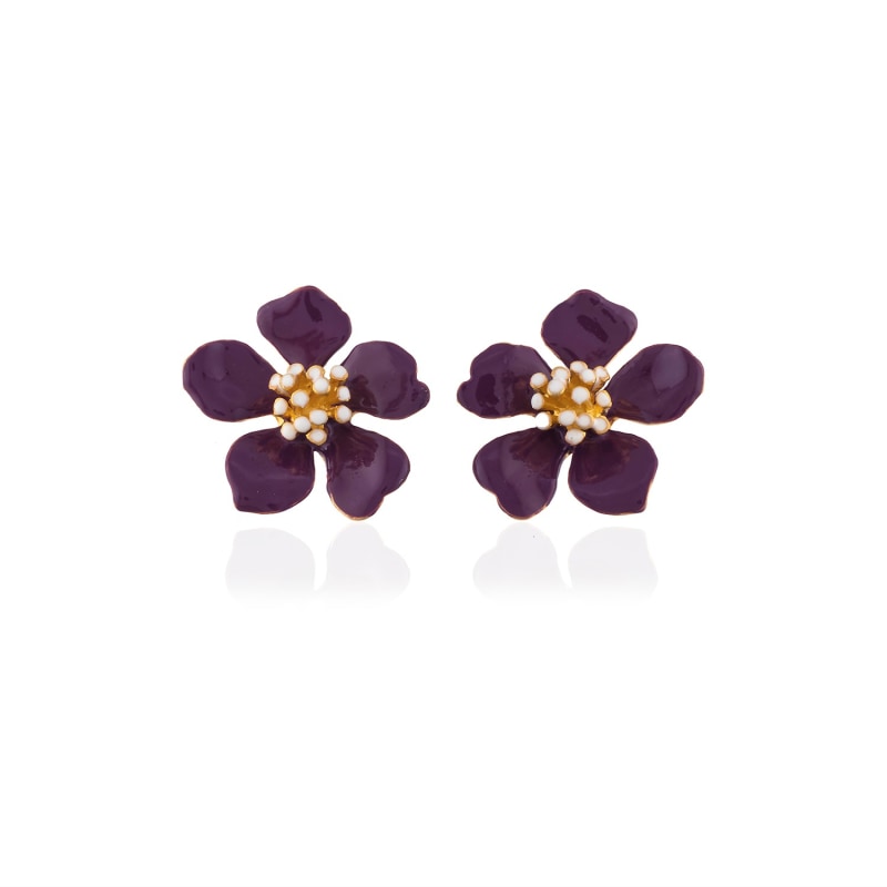 Thumbnail of Purple Cherry Blossom Flower Earrings image