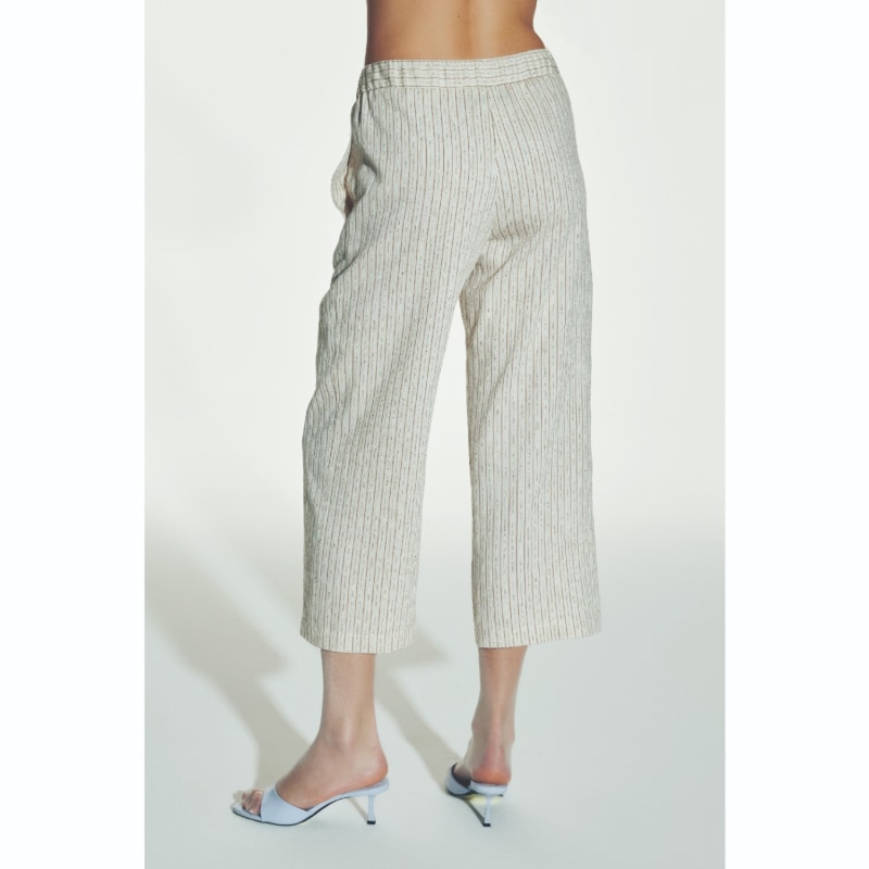 Thumbnail of Kyra Striped Linen Trousers In Walnut image