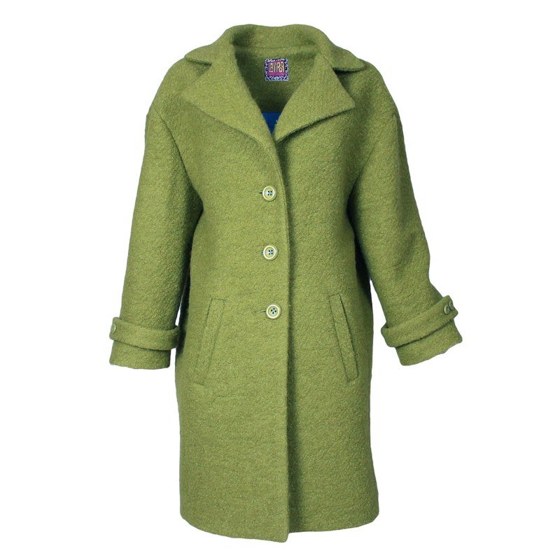 Green wool blend coat on sale