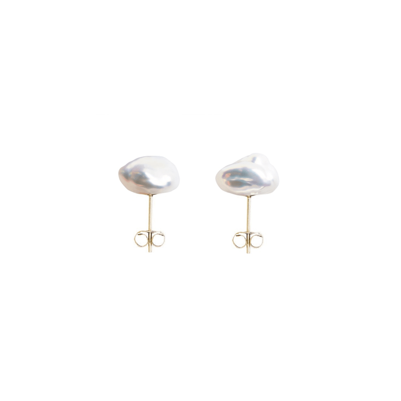 Thumbnail of Mermaid Keshi Pearl Stud Earrings - Solid 9Ct Gold image