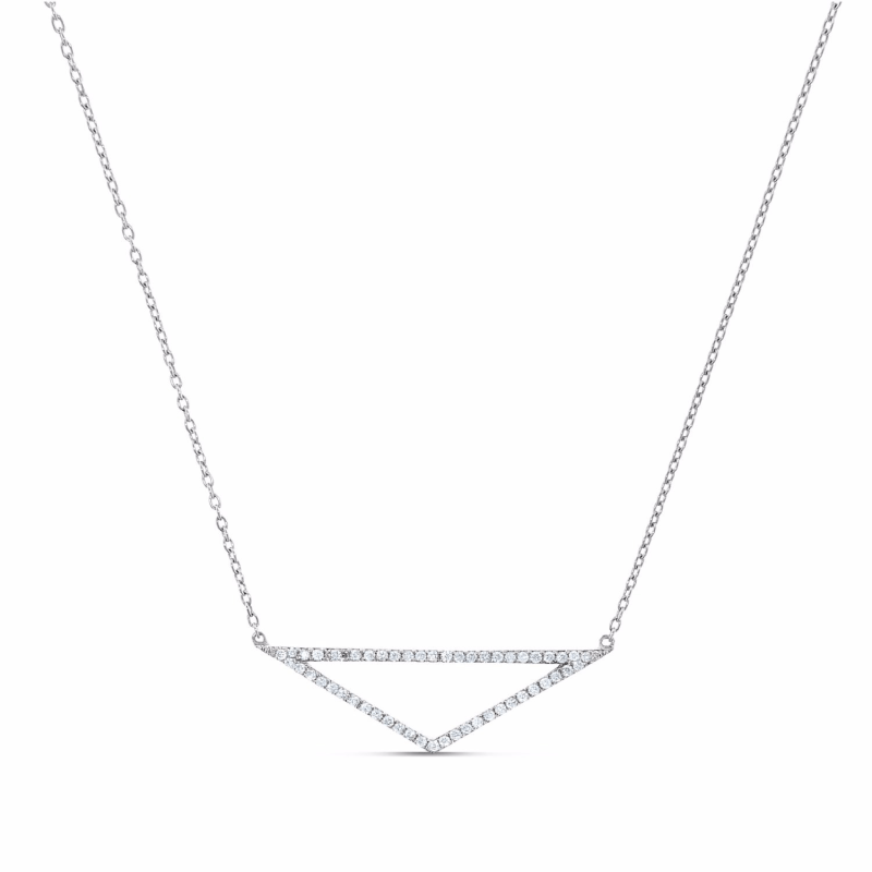 Thumbnail of Triangle Diamond Necklace 18k White Gold image