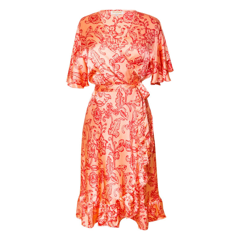 Thumbnail of L'il Sista Short Sleeve Wrap Dress - Silk - Batik Pink image