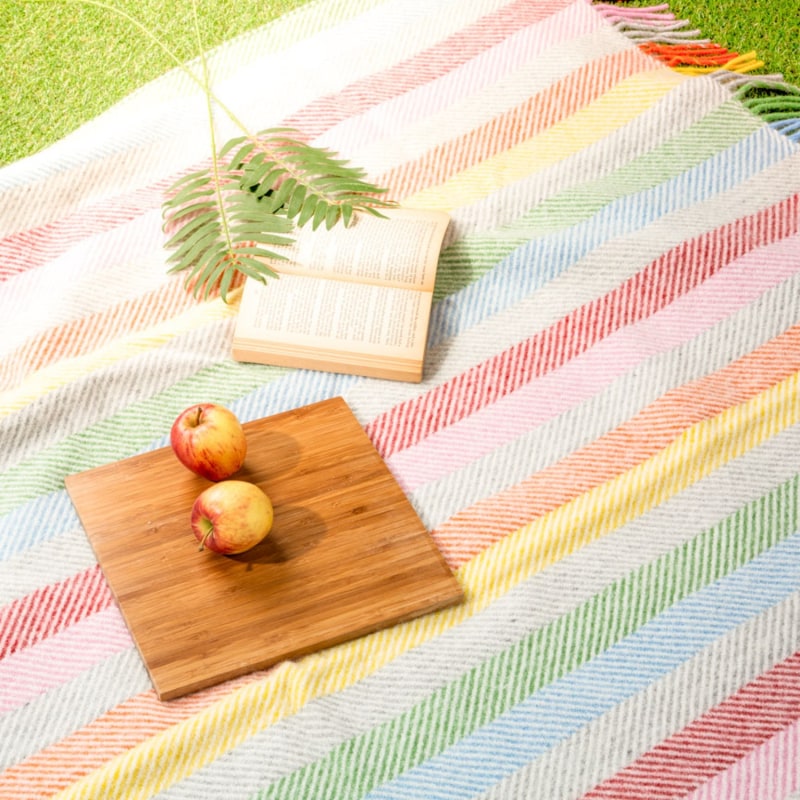 Thumbnail of Pure New Wool Waterproof Picnic Blanket Rainbow image