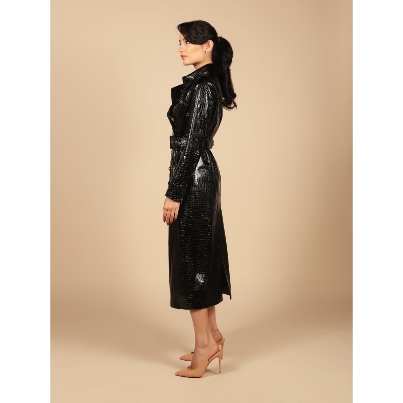 Thumbnail of 'Indiscreet' 100% Leather Trench Coat In Nero image