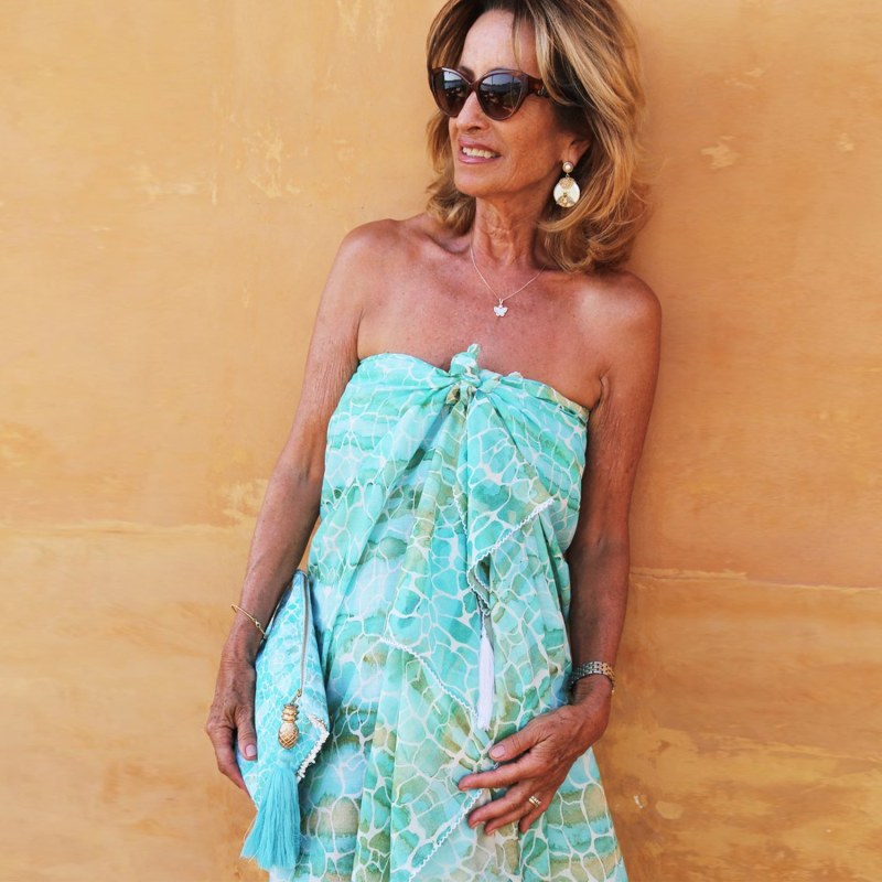 Thumbnail of Aqua Pebbles Cotton Sarong image