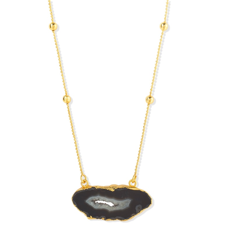 Thumbnail of Gold Vermeil Black Crystal 'My First Love' Gemstone Necklace image