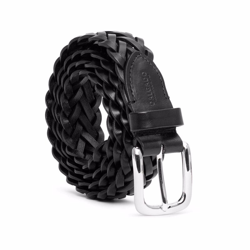 Hand-Braided Leather Belt Black Cesare, Dalgado