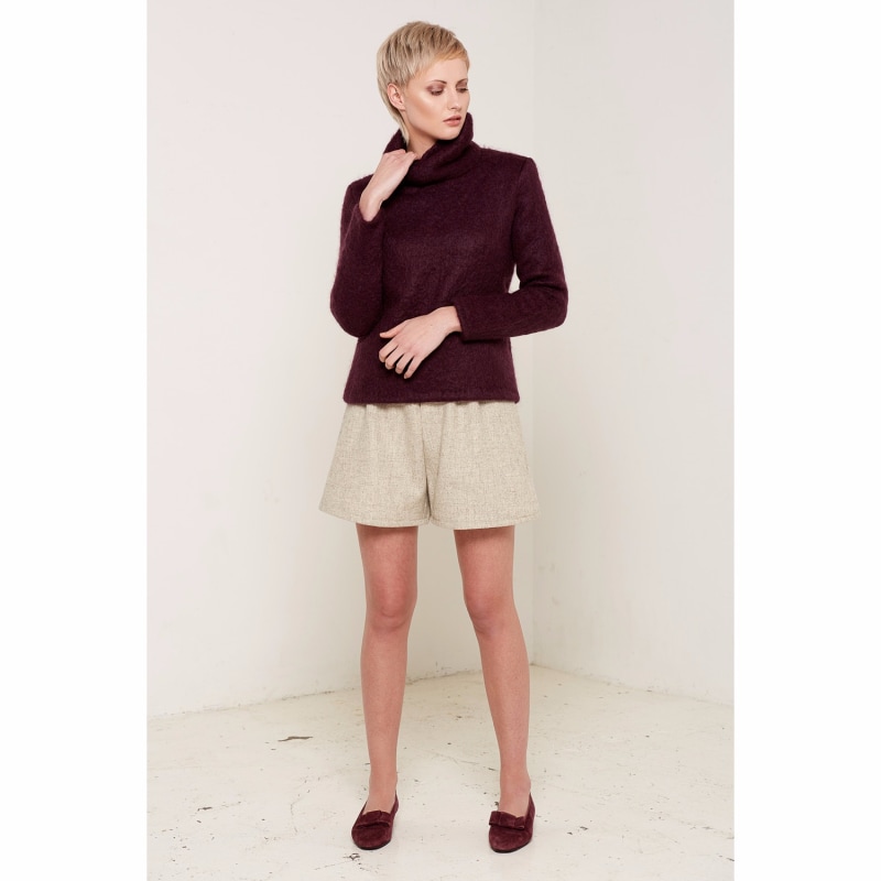 Thumbnail of Edith Roll Neck Wool Jumper In Plum Colour image