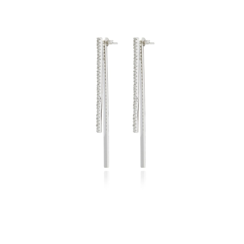 Thumbnail of Silver Double Bar Diamond Earrings image