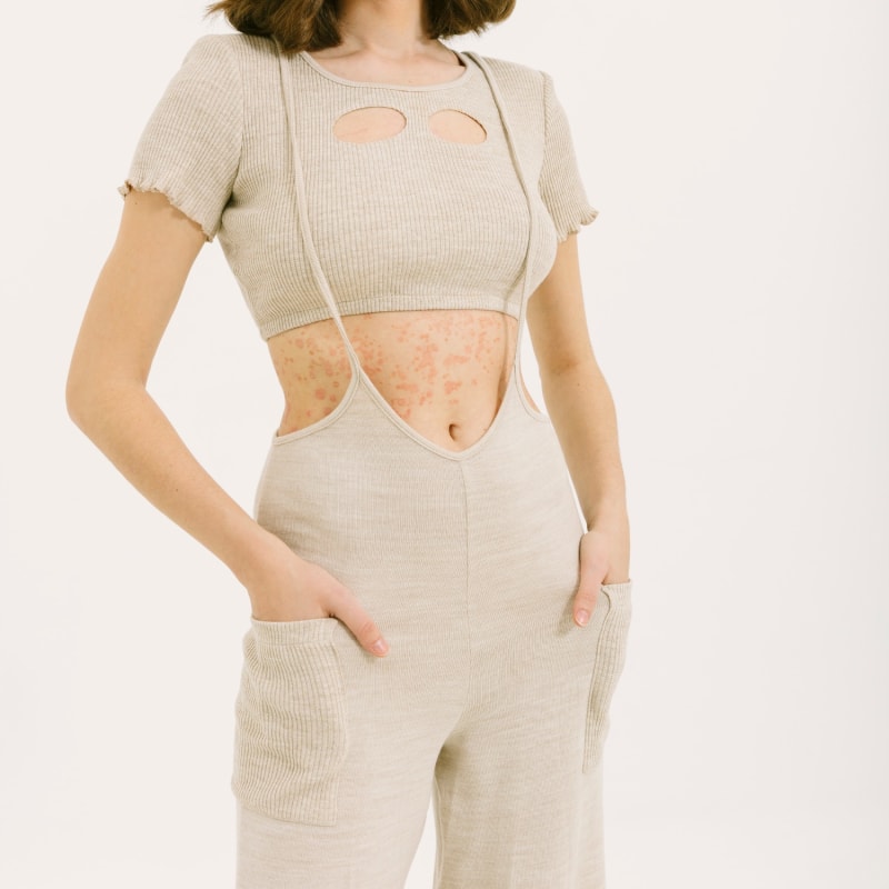 Thumbnail of Crop Top And Jumpsuit Co-Ordinate - Cream image