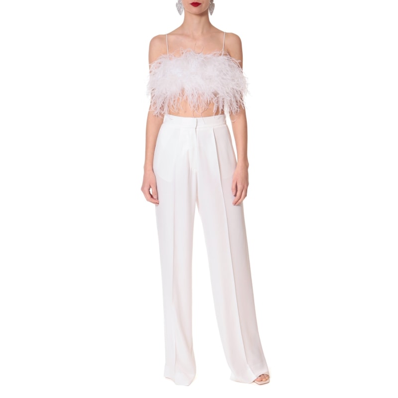 Thumbnail of Jessie Bright White Satin Wide Pants image