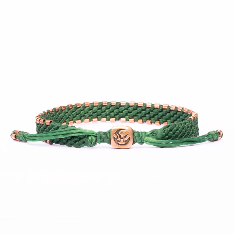 Thumbnail of Copper & Vegan Green Rope Mens Bracelet - Green image